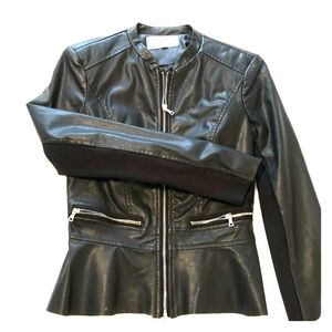 Faux Leather Peplum Moto Jacket